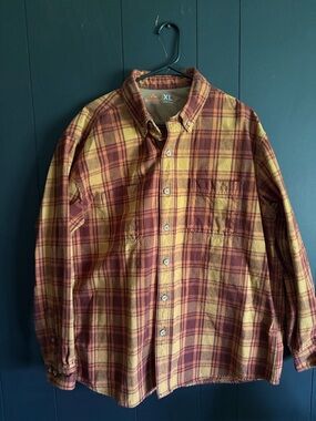 Ridgecut XL Men's Yellow & Maroon Plaid Flannel Shirt